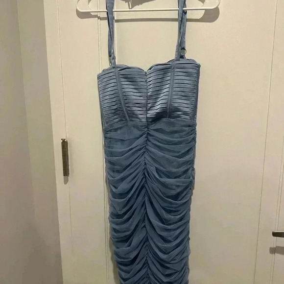 House of CB Josephine Baby Blue Pleated Corset Midi Dress - Picture 10 of 11